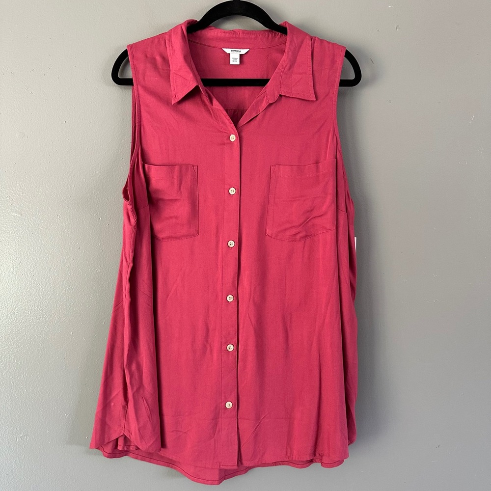 Sonoma Fuchsia Pink Button Down Tunic‎ Top 2X NWT